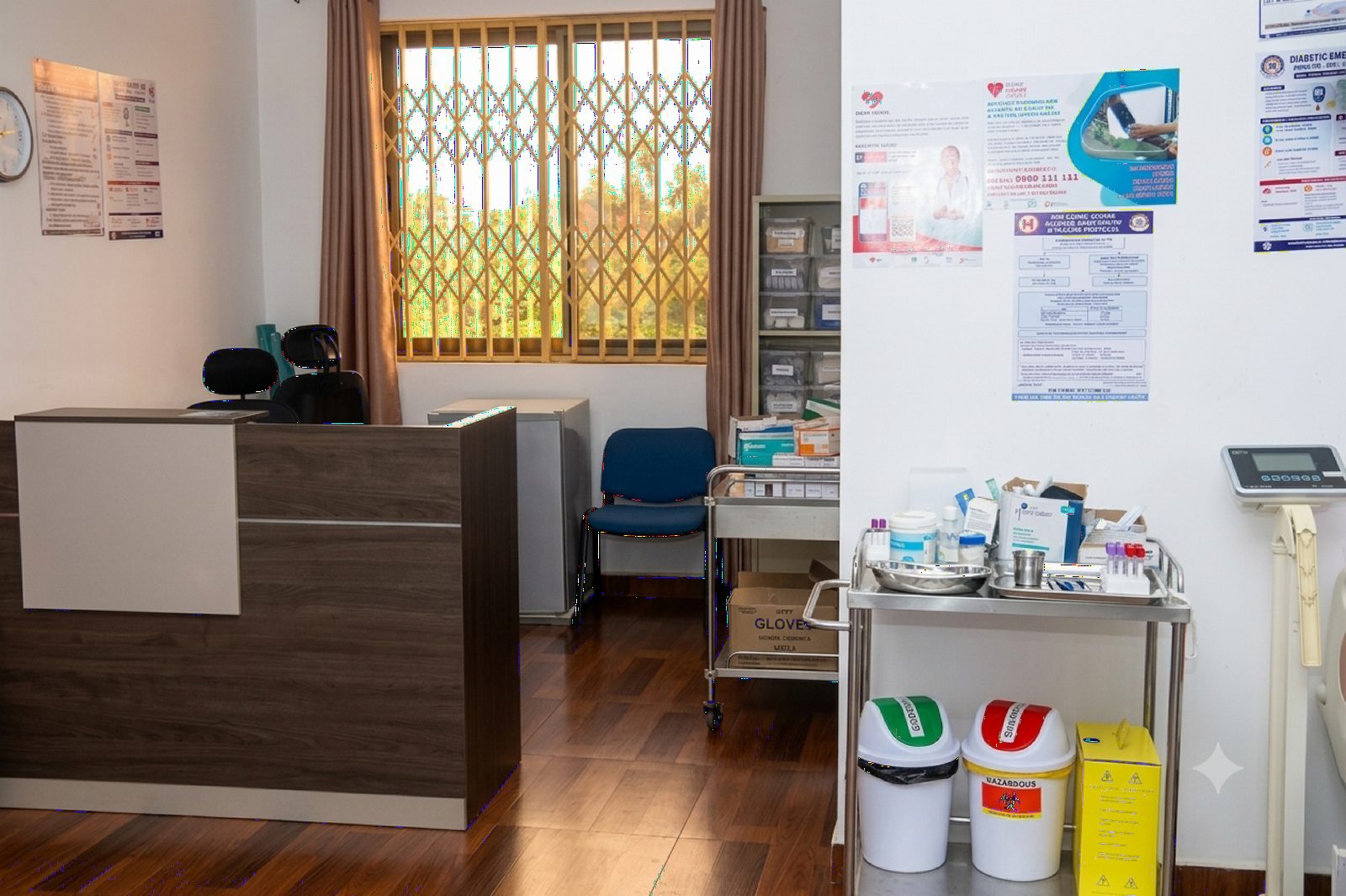 Reception and the treatment room